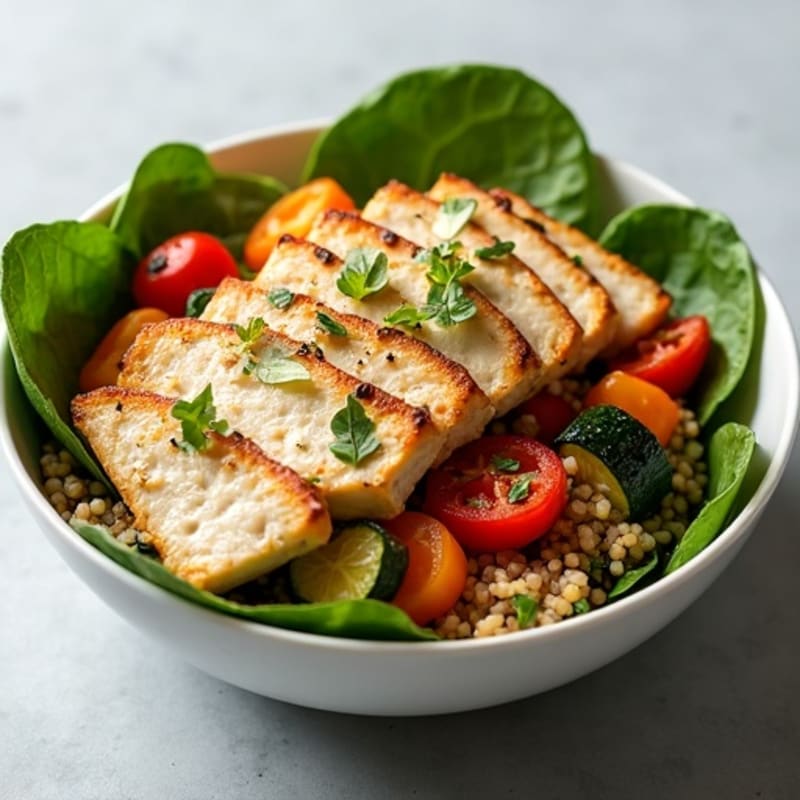 Flaked Tuna Power Bowl with Roasted Vegetables and Creamy Lemon Dressing