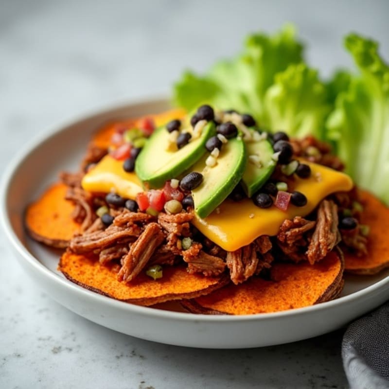 Pulled Pork Loaded Sweet Potato Nachos