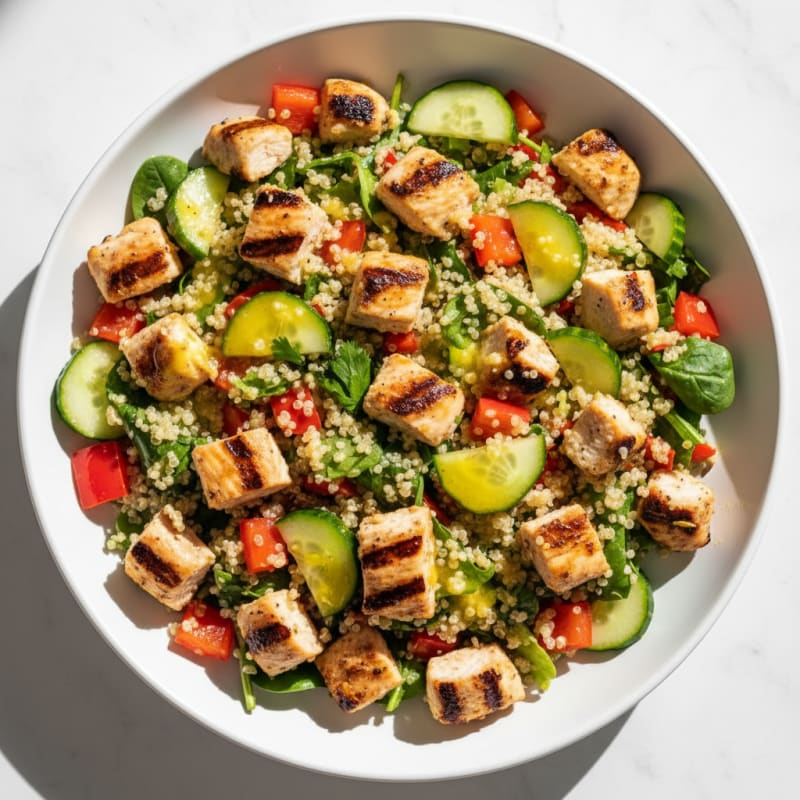 Grilled Chicken and Quinoa Salad with Crunchy Veggies