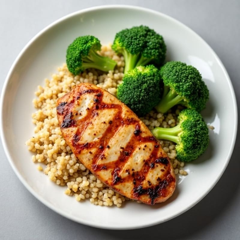 Grilled Chicken Breast with Quinoa and Steamed Broccoli