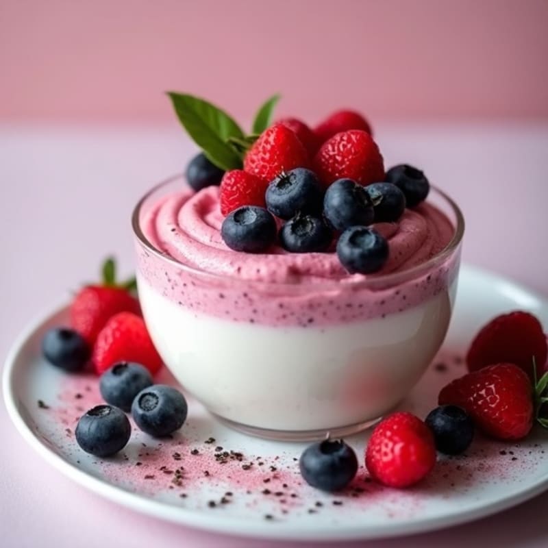 Silky Greek Yogurt Protein Mousse with Mixed Berries