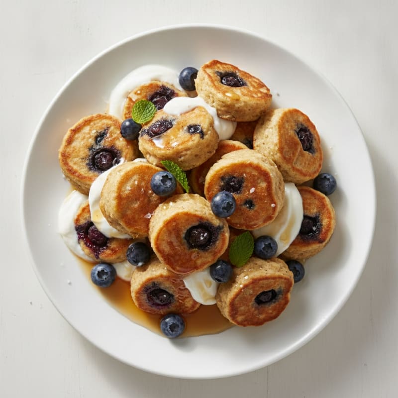 Berry Pancake Bites with Maple Drizzle