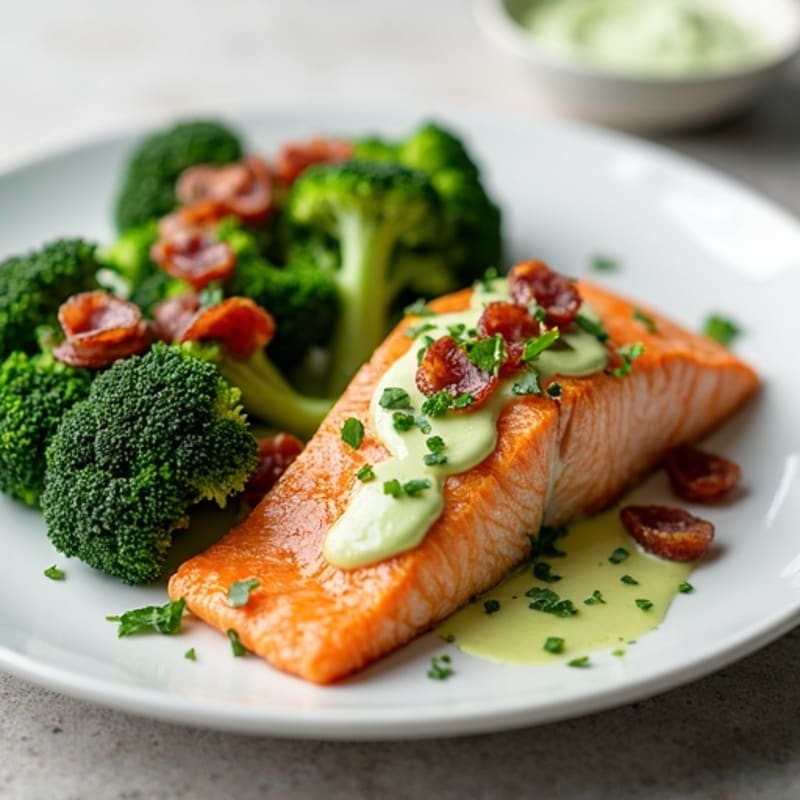 Roasted Salmon with Broccoli and Cabbage Greens
