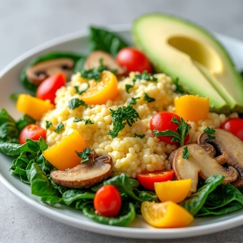 Fluffy Egg White Scramble with Sautéed Fresh Veggies
