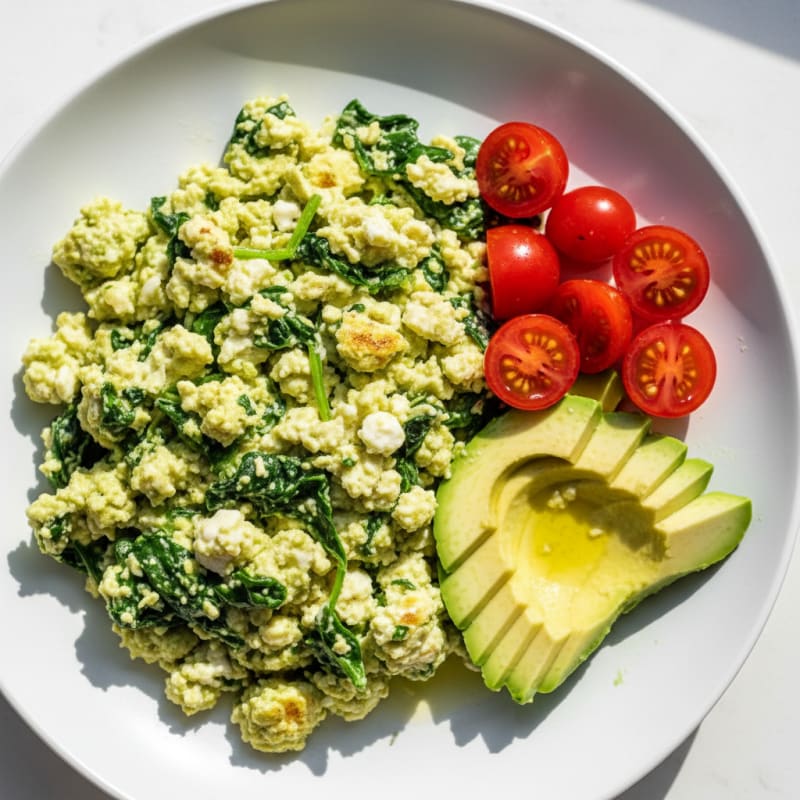 Egg White and Spinach Scramble with Cottage Cheese