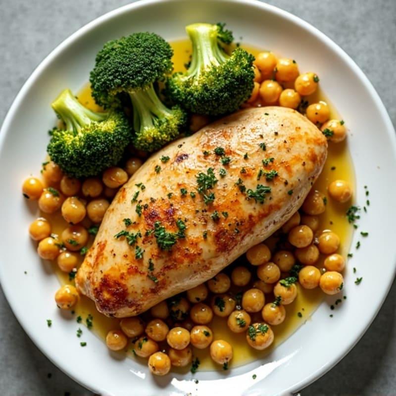 Sheet Pan Lemon-Herb Roasted Chicken with Crispy Broccoli and Chickpeas