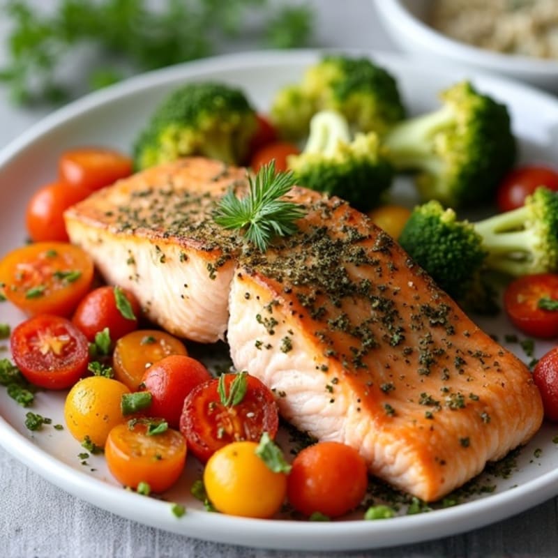 Herb-Crusted Baked Salmon with Roasted Vegetables