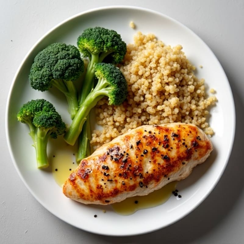 Grilled Chicken Breast with Roasted Broccoli and Quinoa