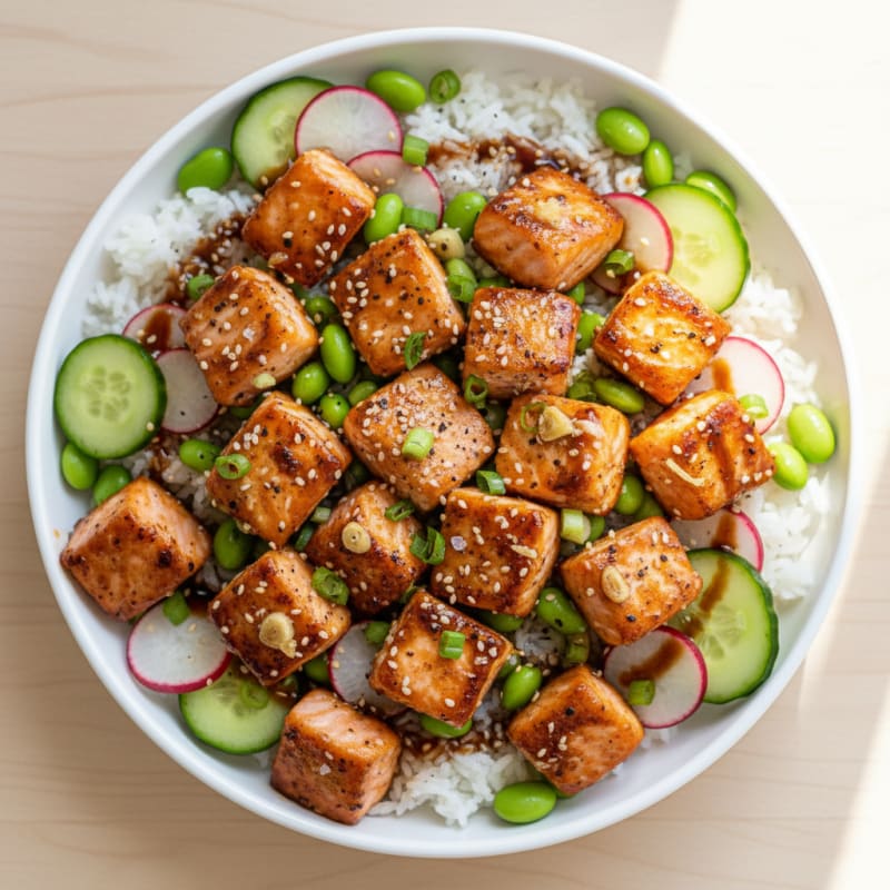 Crispy Sesame-Ginger Salmon Sushi Bowl