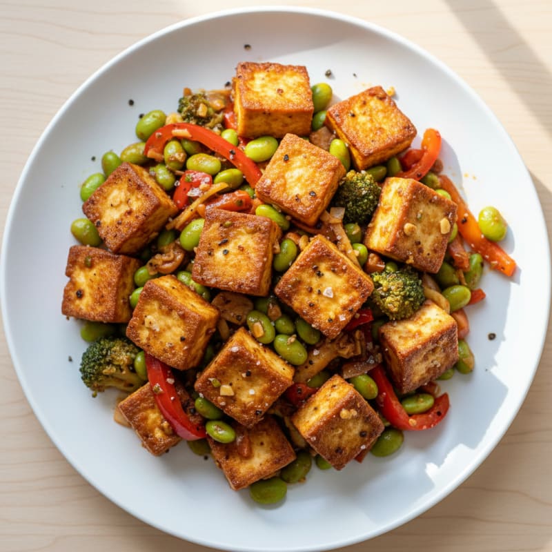 Crispy Chili-Garlic Tofu Stir-Fry