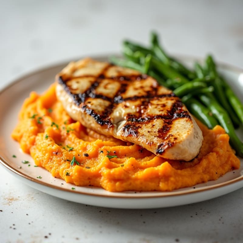 Grilled Chicken Breast with Creamy Sweet Potato Mash