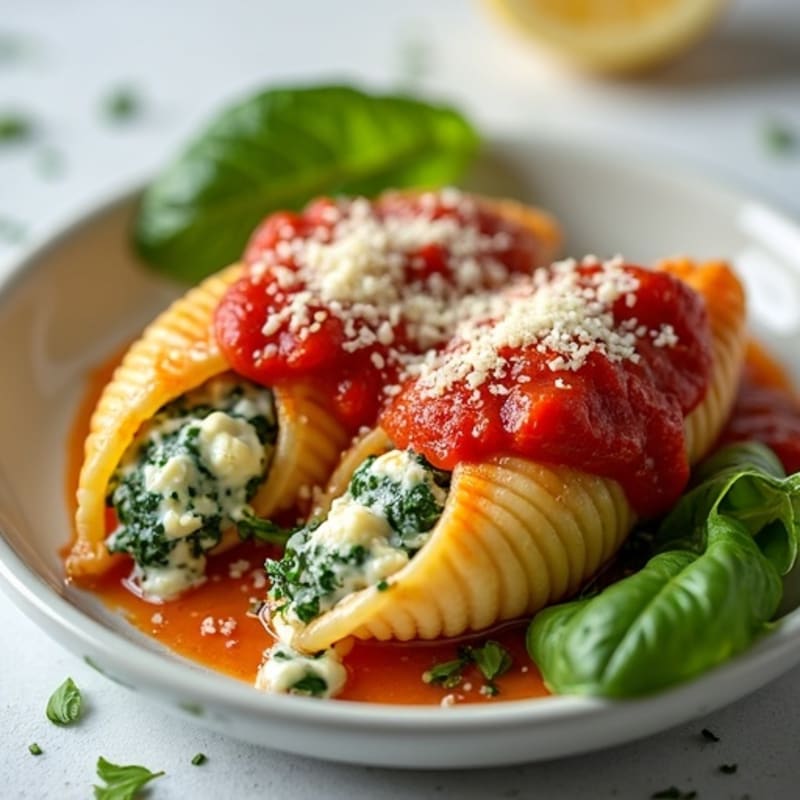 Baked Creamy Spinach Ricotta Stuffed Shells