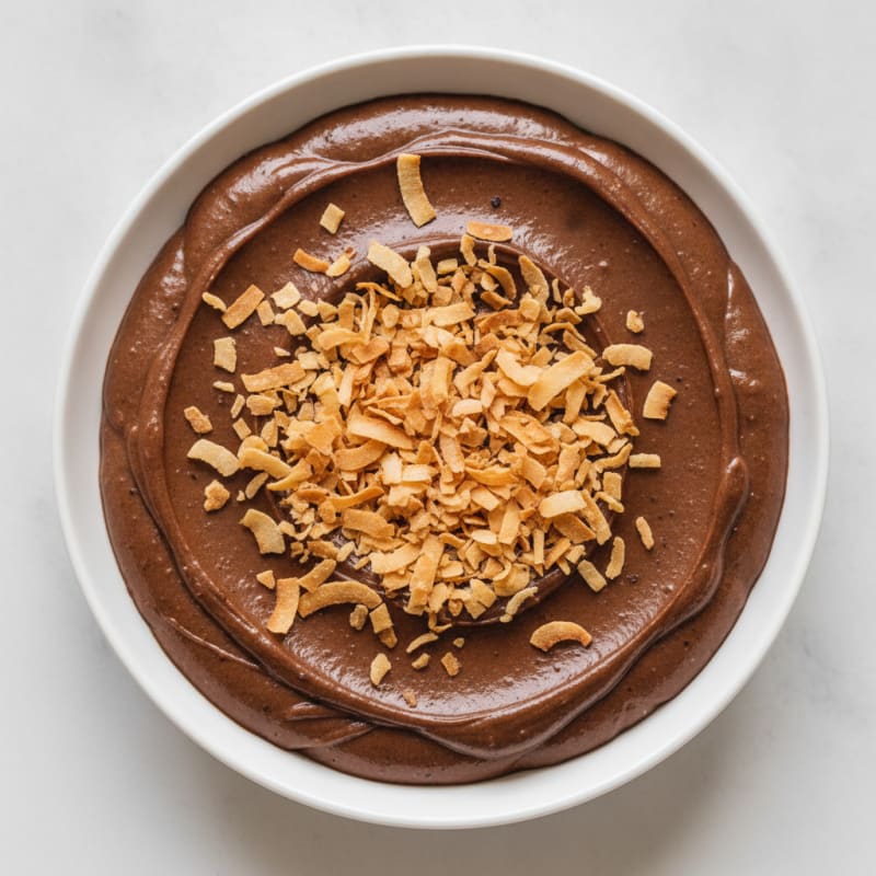 Silky Chocolate Protein Pudding with Toasted Coconut