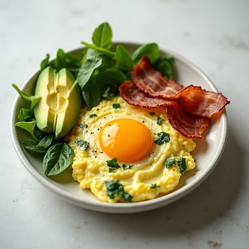 Egg White Scramble with Spinach and Turkey Bacon