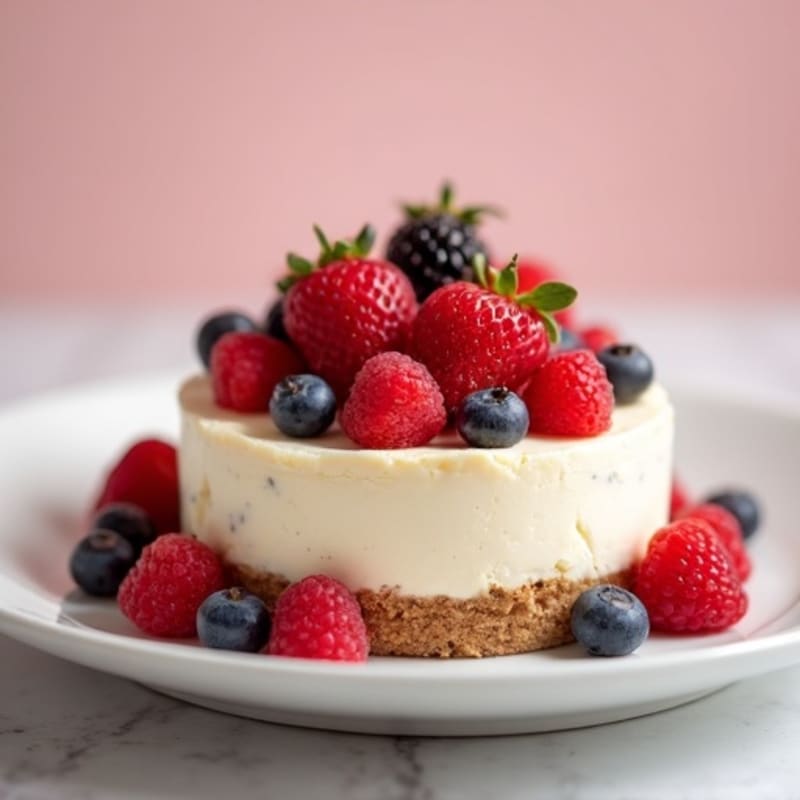 Greek Yogurt Protein Cheesecake with Fresh Berries