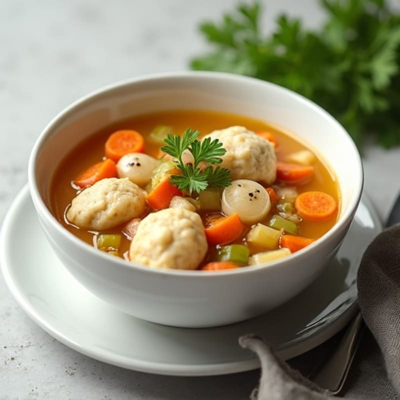 Healthy Chicken and Vegetable Soup with Fluffy Dumplings