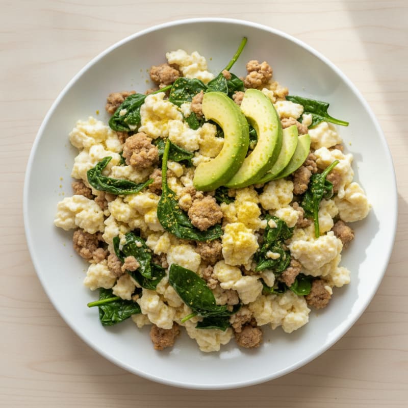 Egg White Scramble with Spinach and Lean Turkey