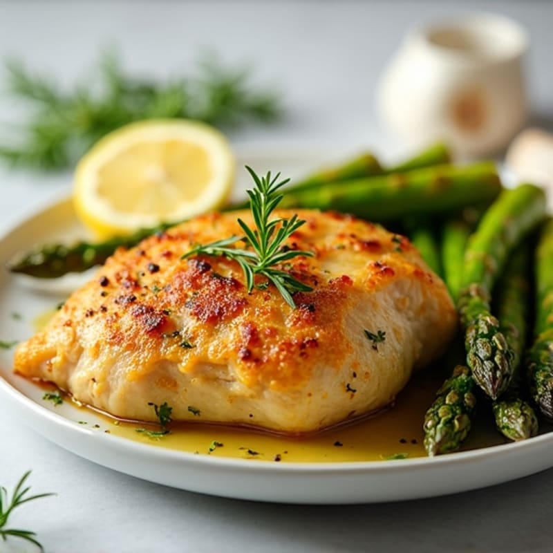 Crispy Lemon-Herb Baked Chicken with Roasted Asparagus