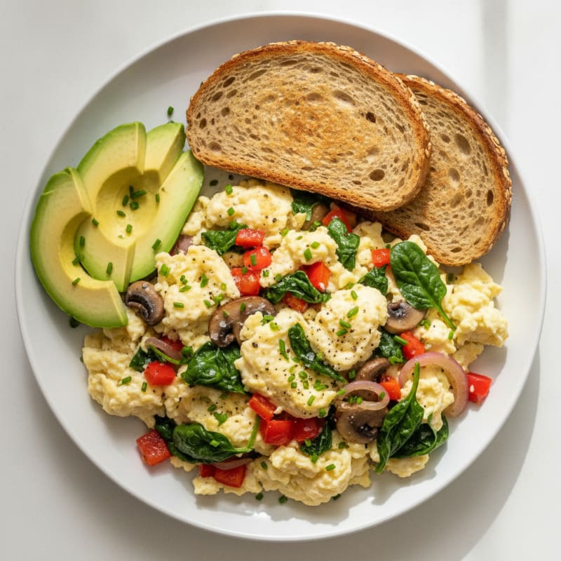 Fluffy Egg White Scramble with Garden Vegetables