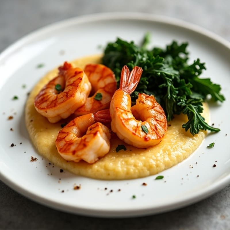 Cajun Shrimp with Creamy Grits and Sautéed Greens