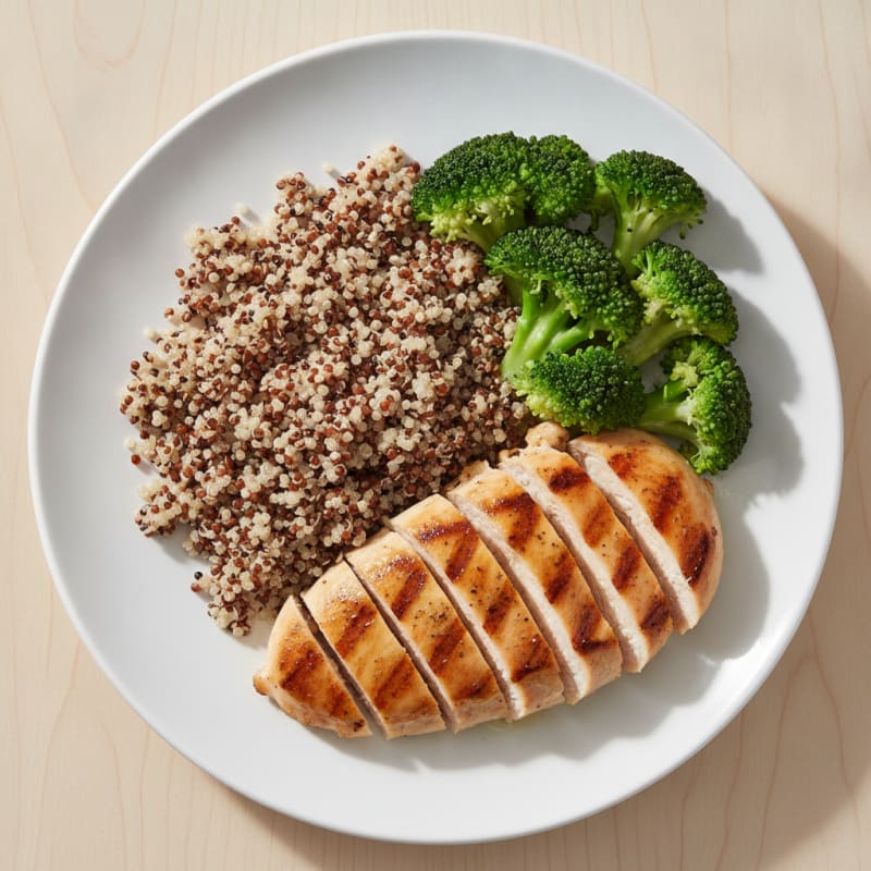 Grilled Chicken Breast with Quinoa and Steamed Broccoli
