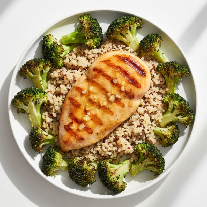 Grilled Chicken Breast with Roasted Broccoli and Quinoa