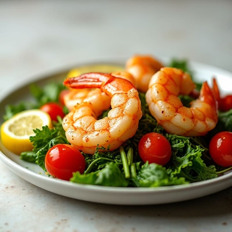 Lemon Garlic Pan-Seared Shrimp with Fresh Greens