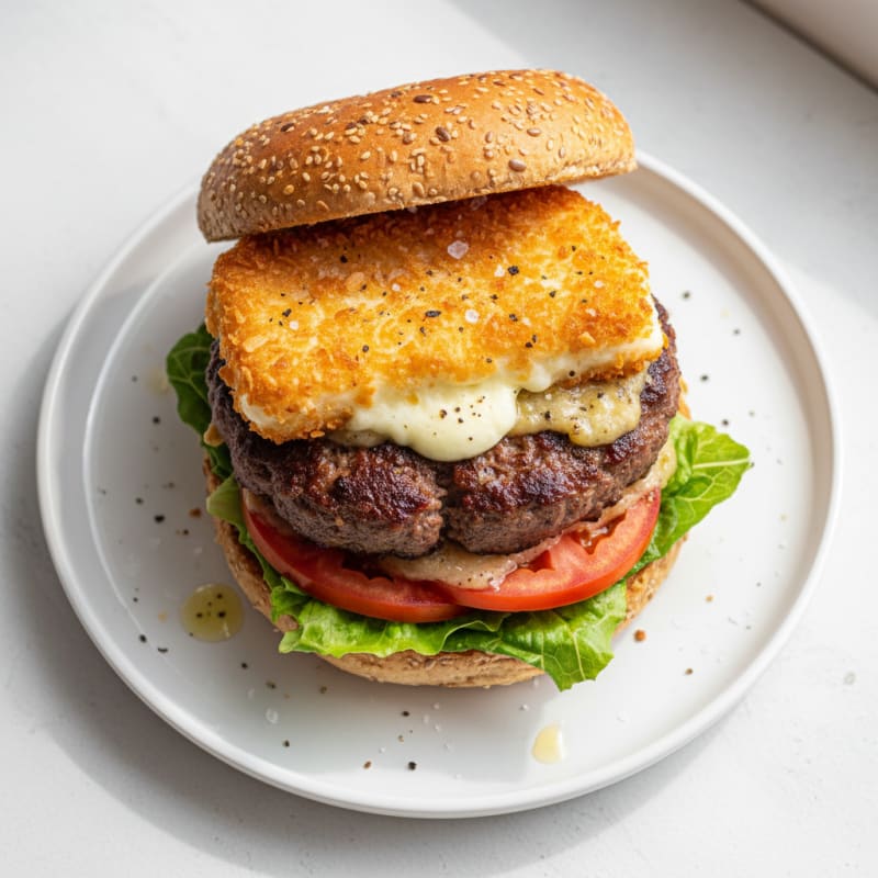 Crispy Mozzarella Stick Beef Burger