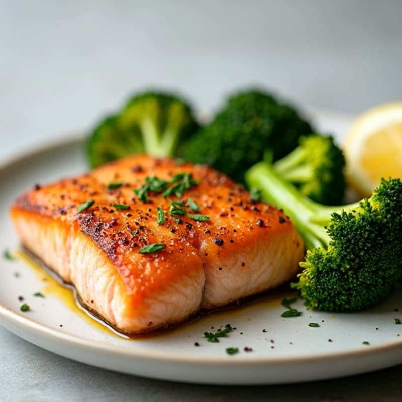 Crispy Pan-Seared Salmon with Roasted Broccoli