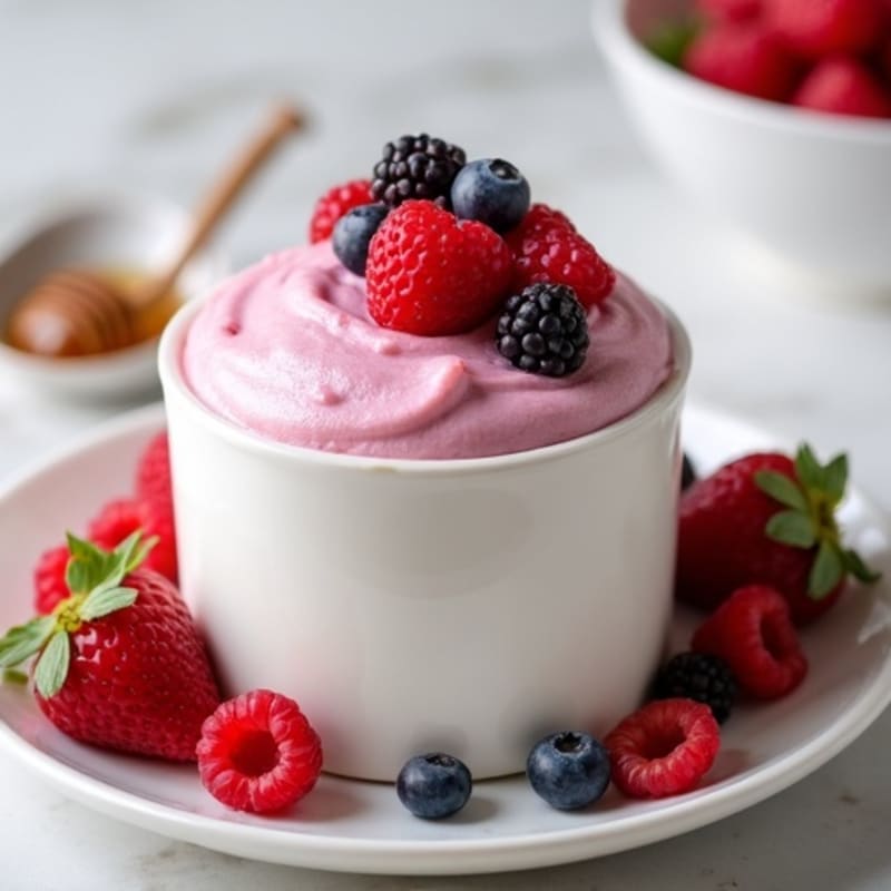 Silky Greek Yogurt Protein Mousse with Mixed Berries