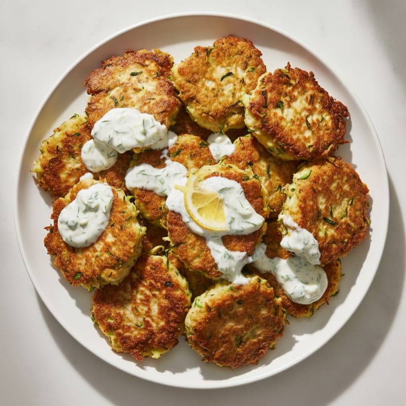 Zucchini Fritters with Dill Yogurt Sauce