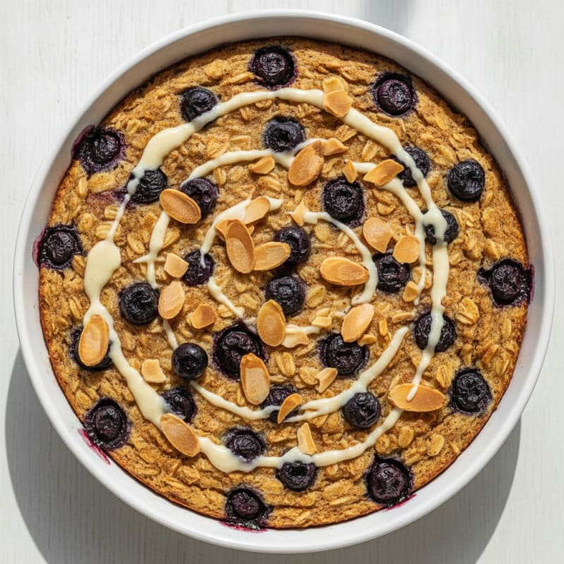 Blueberry Baked Oats with Toasted Almonds