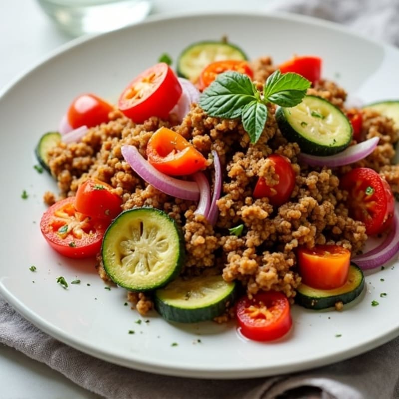 Lean Ground Turkey and Crispy Vegetable Skillet