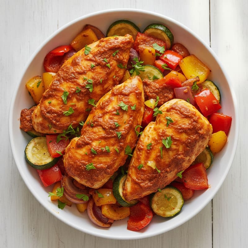 Spicy Harissa Chicken with Roasted Vegetables