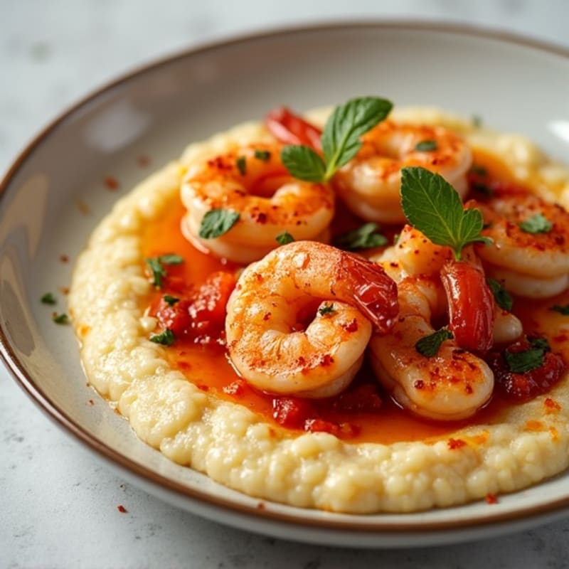Spicy Pan-Seared Shrimp with Creamy Grits