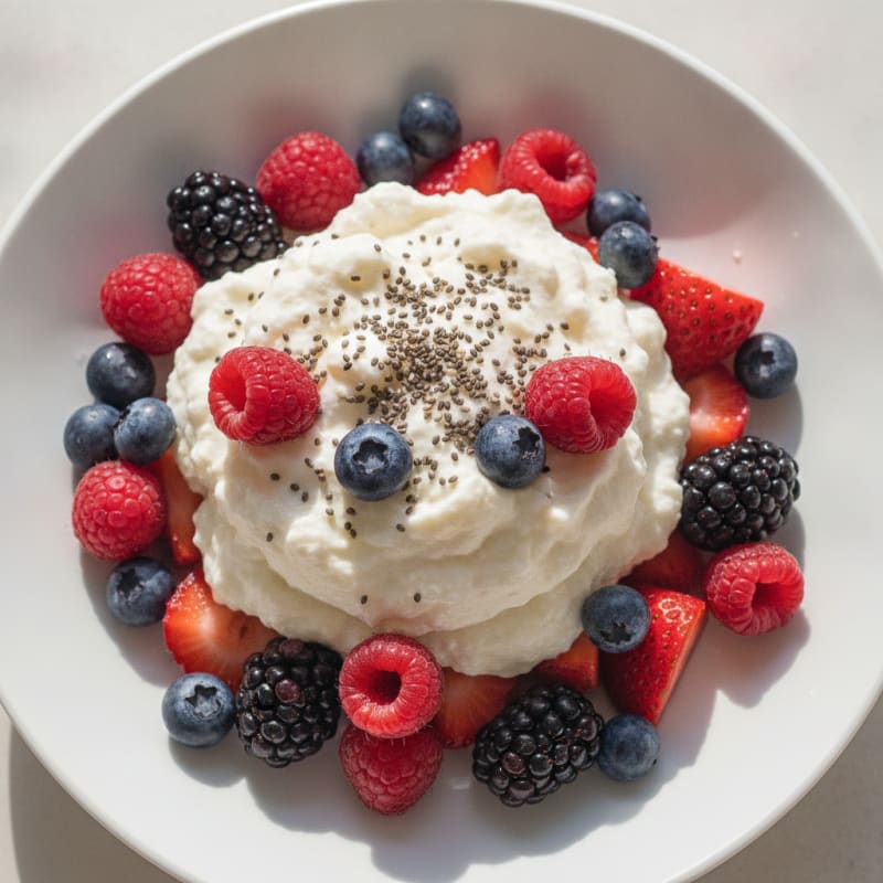 Greek Yogurt Protein Mousse with Mixed Berries