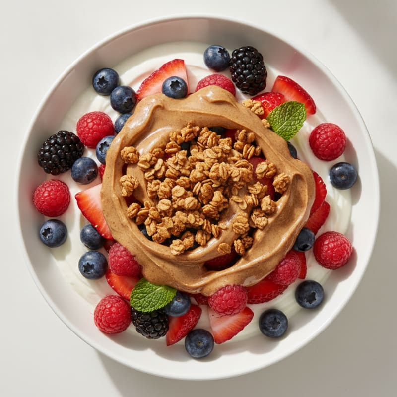 Creamy Greek Yogurt Parfait with Mixed Berries and Almond Butter