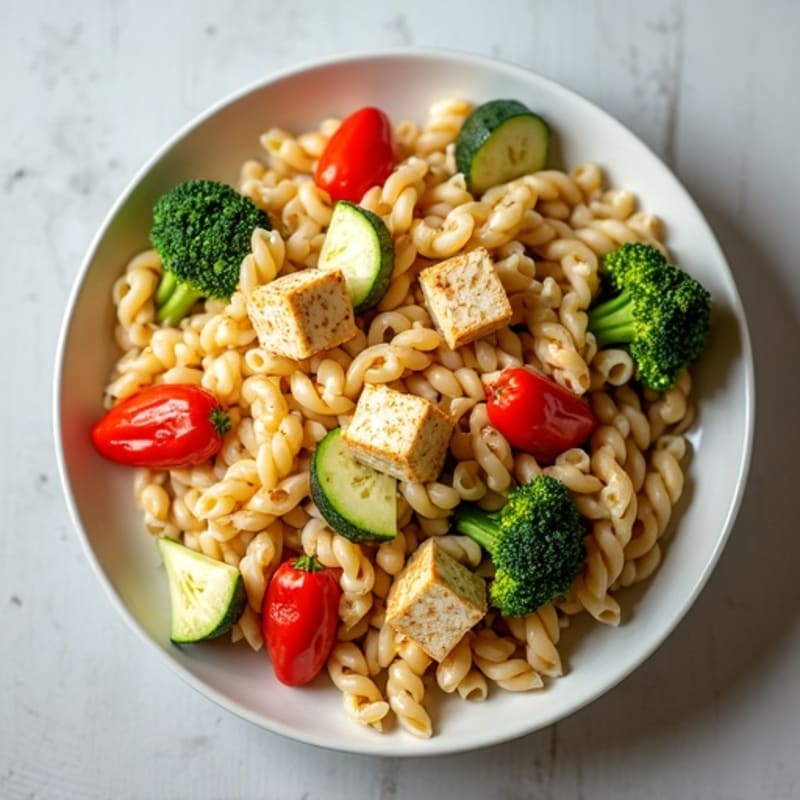 Creamy Cashew Alfredo Whole Wheat Pasta with Roasted Vegetables