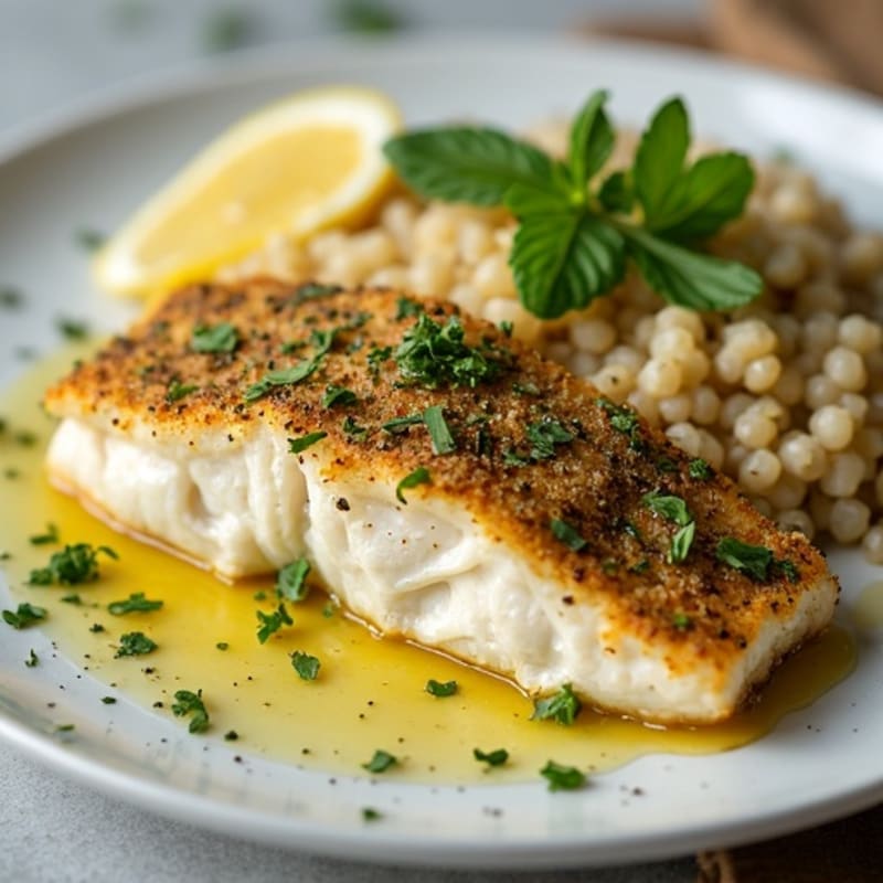 Herb-Crusted Lemon Whiting with Garlic Butter Sauce