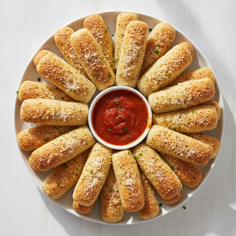 Garlic Parmesan Breadsticks with Marinara