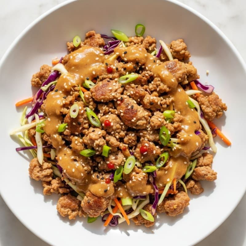 Pork Egg Roll Bowl with Tangy Sauce