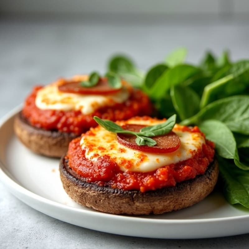 Hearty Portobello Pizza Caps with Turkey Pepperoni