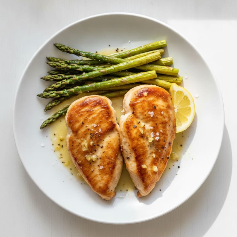 Pan-Seared Chicken with Roasted Asparagus