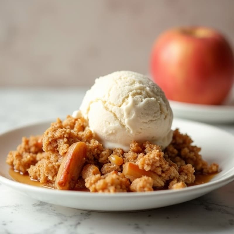 Warm Apple Crisp with Creamy Vanilla Bean Ice Cream