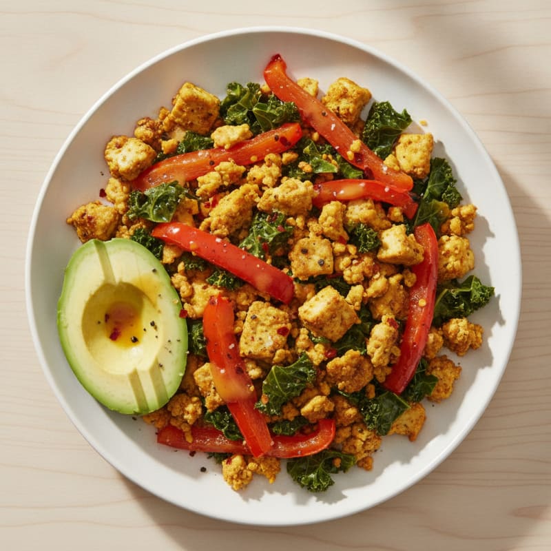 Spicy Tofu and Kale Breakfast Scramble