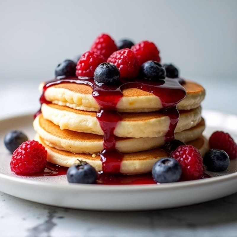 Fluffy Protein Pancakes with Berry Compote