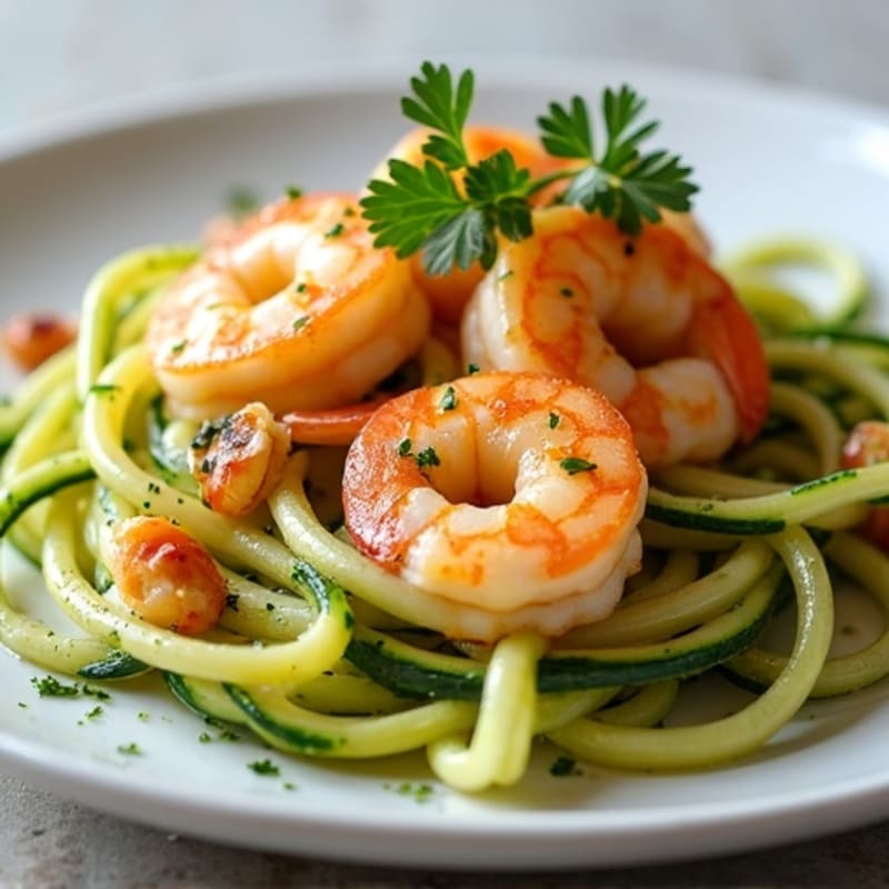 Light Garlic Butter Shrimp Scampi with Zucchini Noodles