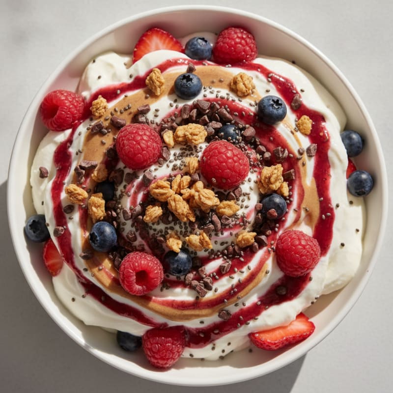 Greek Yogurt Protein Mousse with Mixed Berries