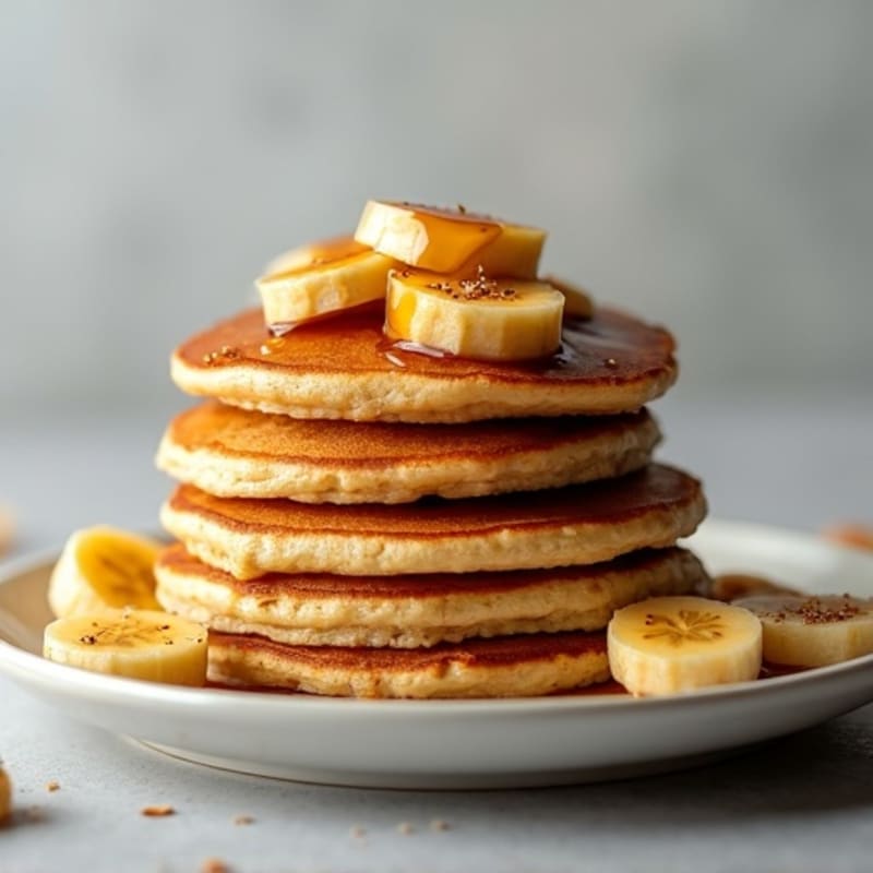 Fluffy Protein Pancakes with Warm Caramelized Bananas