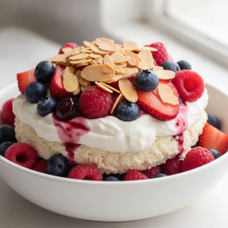 Greek Yogurt Protein Parfait with Mixed Berries and Almonds